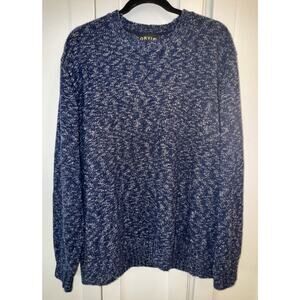 Vtg Orvis Linen Knit Crewneck Sweater Pullover Men's Large Blue Eclectic Grandpa